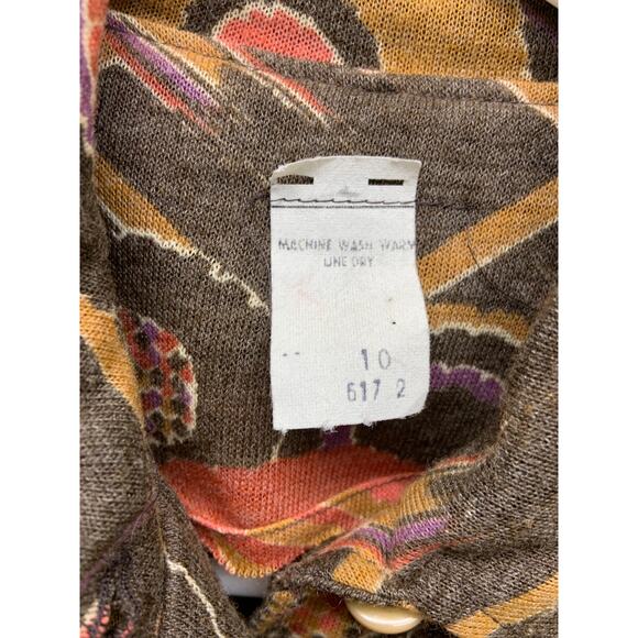 Vtg 60s 70s Long Sleeve Geometric Print Belted Dress Size 10 (Runs Small or XS) - Picture 3 of 8